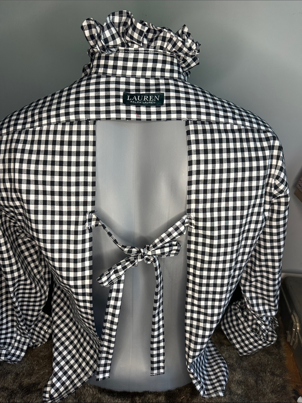 Lauren Ralph Lauren Black and White Gingham Button-Down Shirt